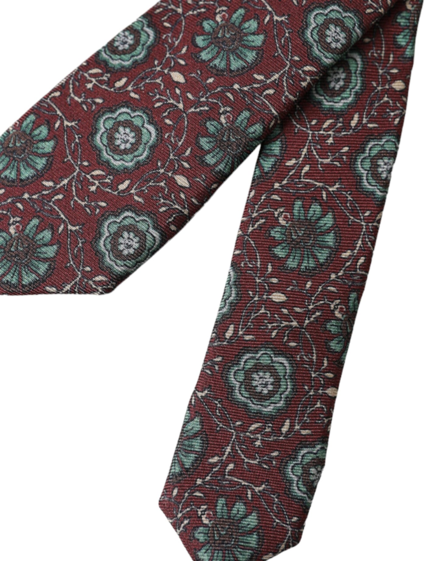 Dolce &amp; Gabbana Maroon Floral 100 % siden justerbar slips för män