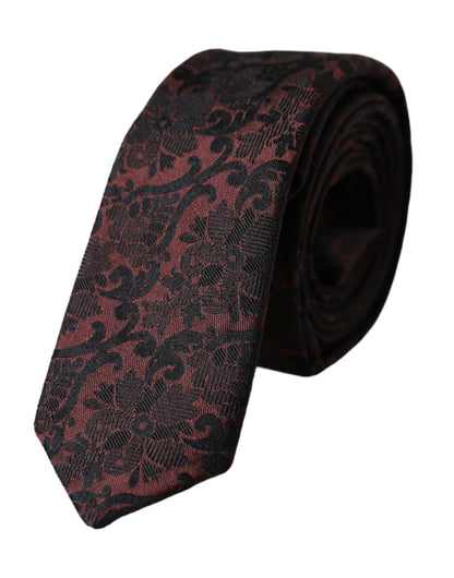 Dolce &amp; Gabbana Maroon Floral Fantasy Silk Justerbar män slips