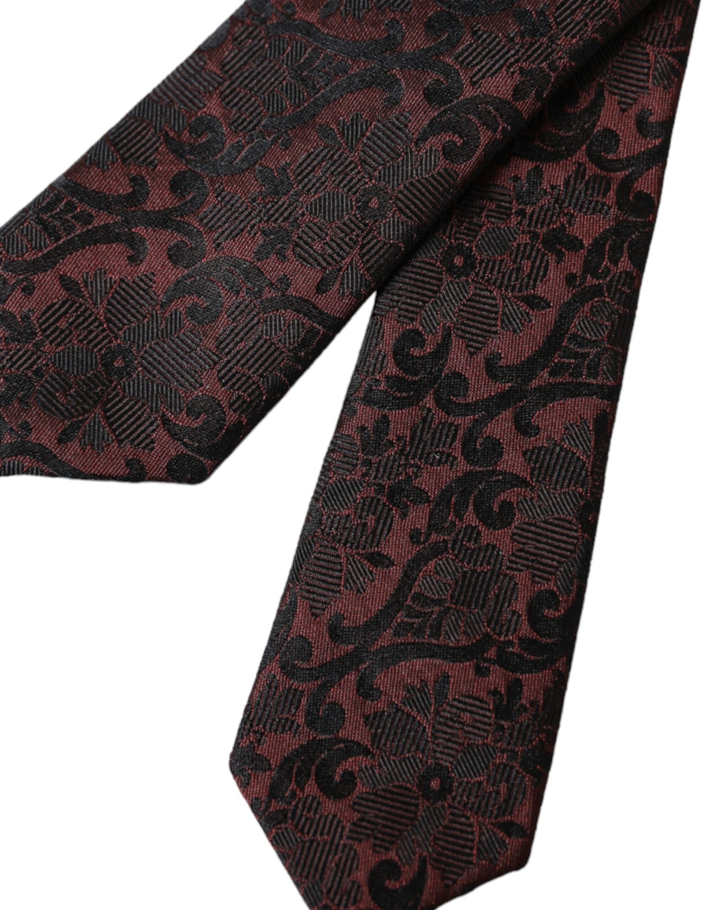 Dolce &amp; Gabbana Maroon Floral Fantasy Silk Justerbar män slips