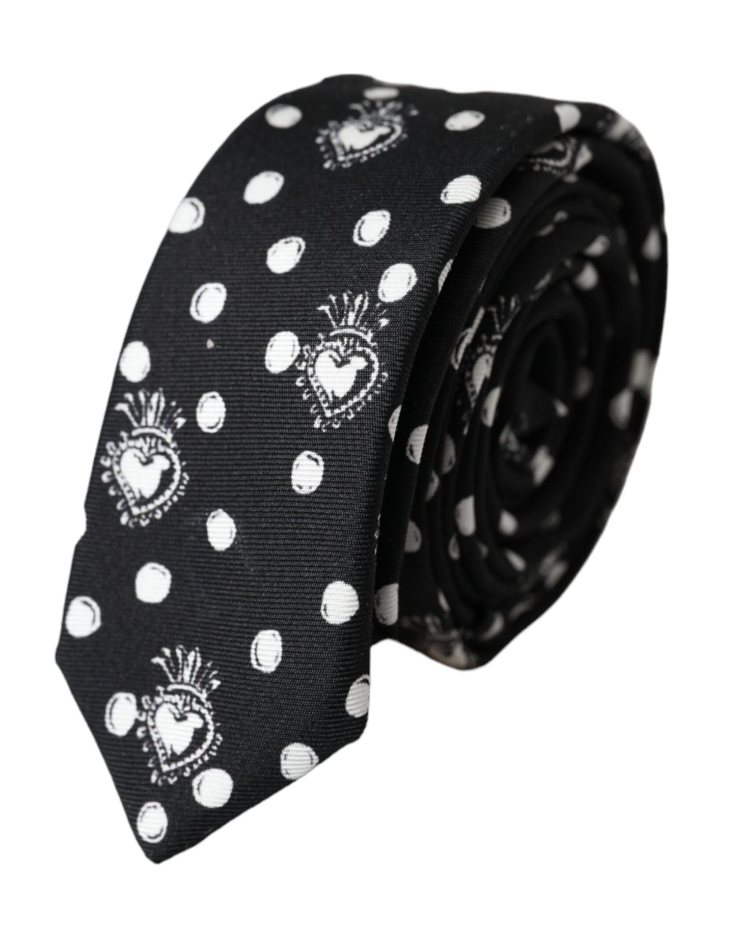 Dolce &amp; Gabbana Black Heart Polka Dot justerbar slips