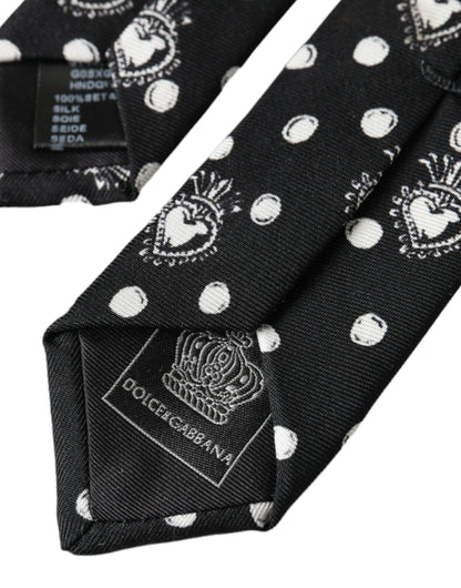 Dolce &amp; Gabbana Black Heart Polka Dot justerbar slips