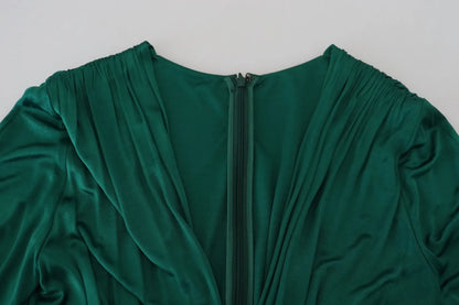 Vestido midi de manga larga en viscosa verde oscuro de Dolce &amp; Gabbana