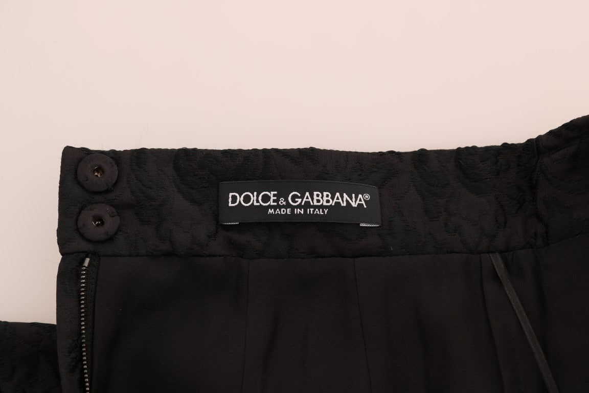 Falda elegante de jacquard con estampado floral negro de Dolce &amp; Gabbana