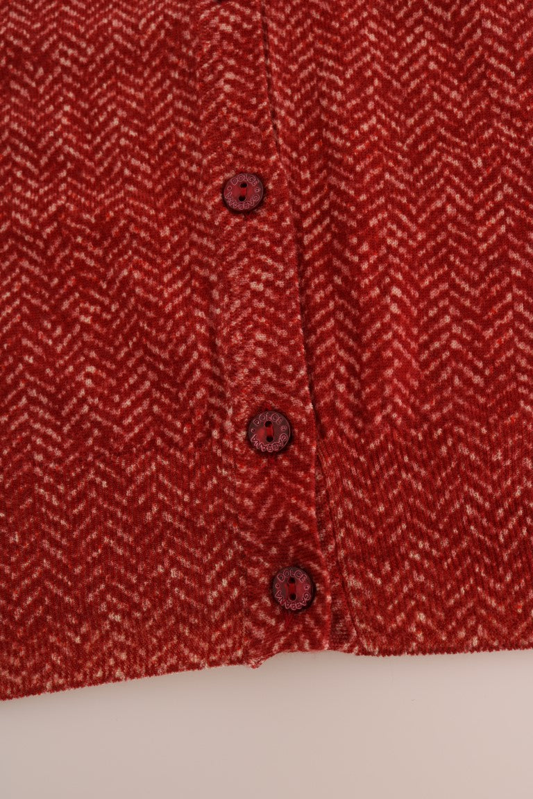 Dolce &amp; Gabbana Röd Wool Cardigan Tröja