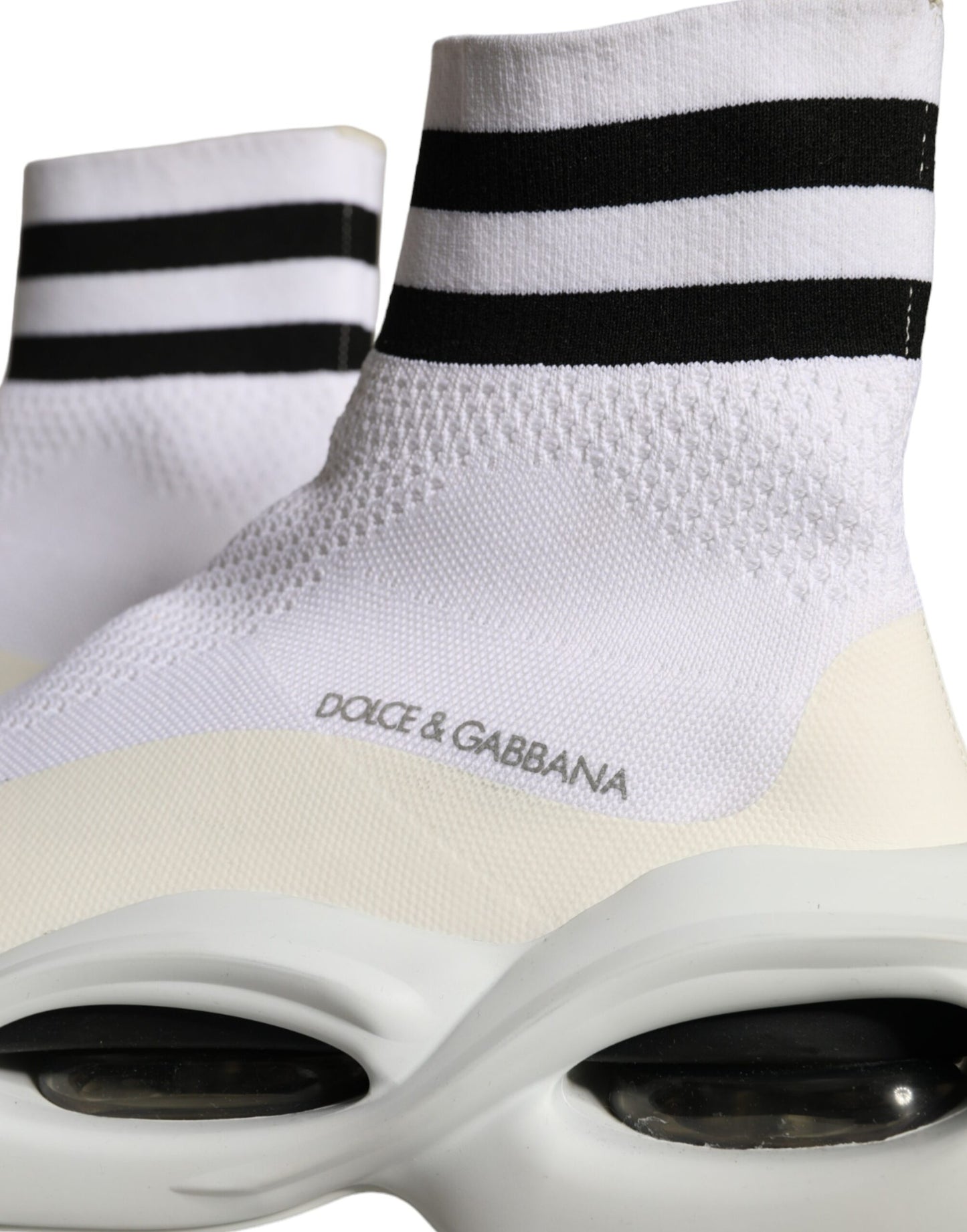 Zapatillas deportivas con calcetines sin cordones y ondas en blanco y negro de Dolce &amp; Gabbana