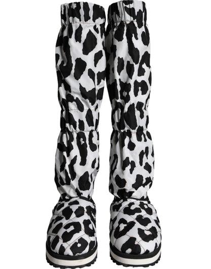 Botas deportivas acolchadas de leopardo en blanco y negro de Dolce &amp; Gabbana para hombre