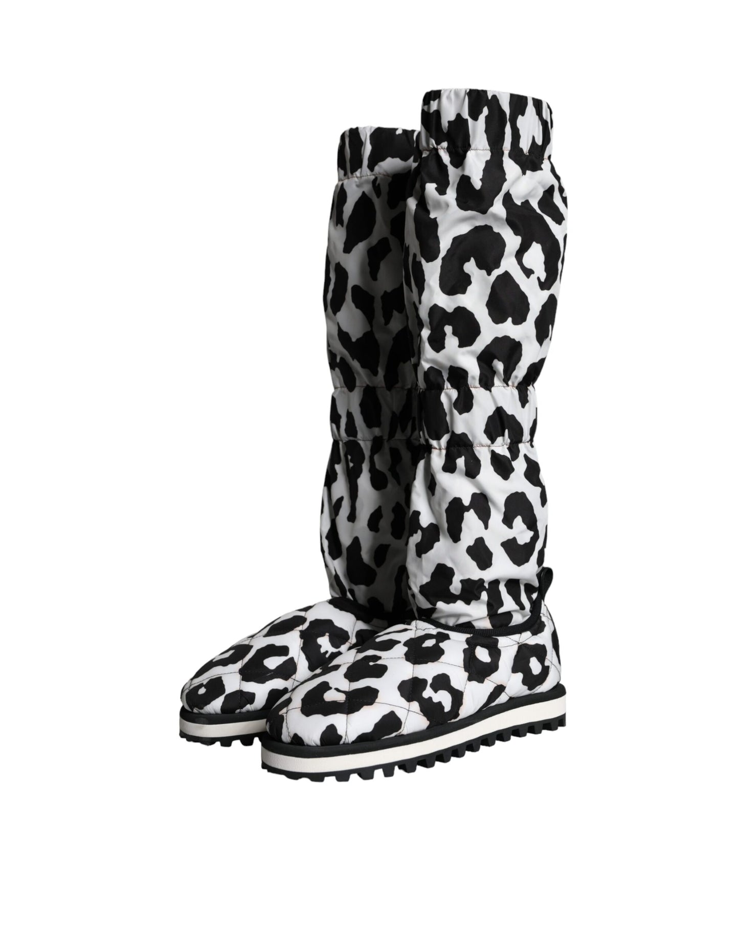 Botas deportivas acolchadas de leopardo en blanco y negro de Dolce &amp; Gabbana para hombre