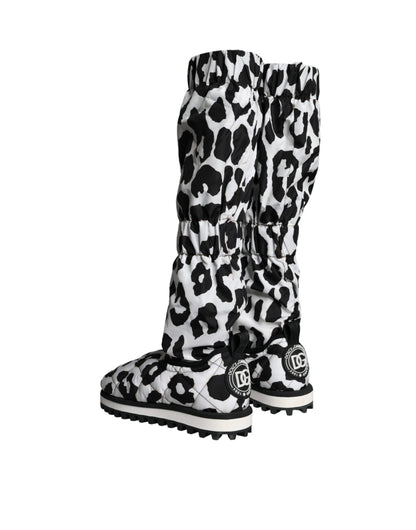 Botas deportivas acolchadas de leopardo en blanco y negro de Dolce &amp; Gabbana para hombre