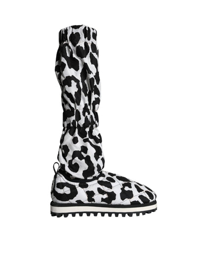 Botas deportivas acolchadas de leopardo en blanco y negro de Dolce &amp; Gabbana para hombre