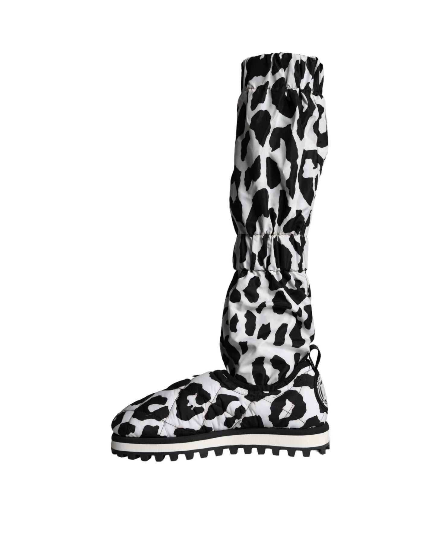 Botas deportivas acolchadas de leopardo en blanco y negro de Dolce &amp; Gabbana para hombre