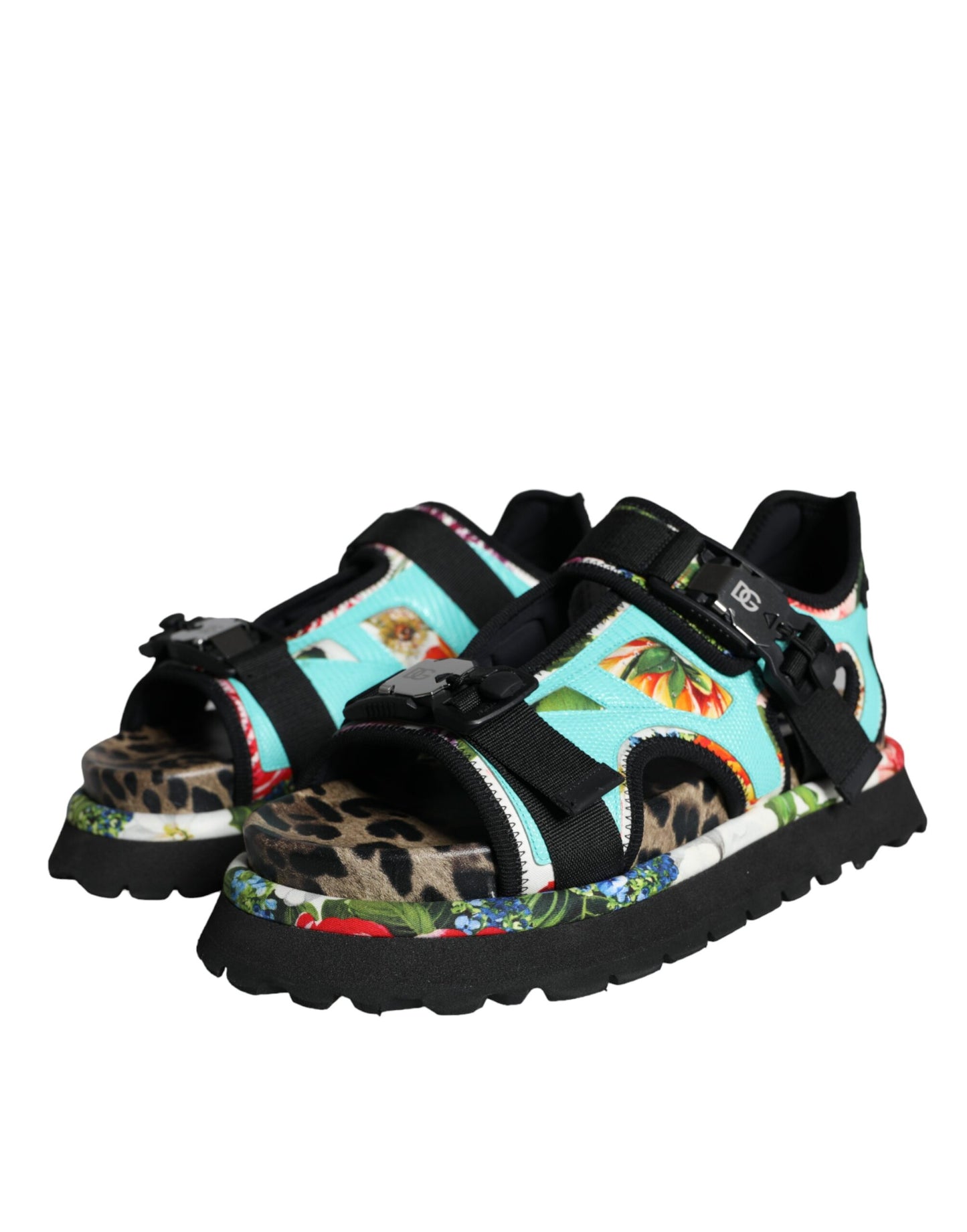 Dolce &amp; Gabbana Multicolor Patchwork Slides Sandaler Män Skor