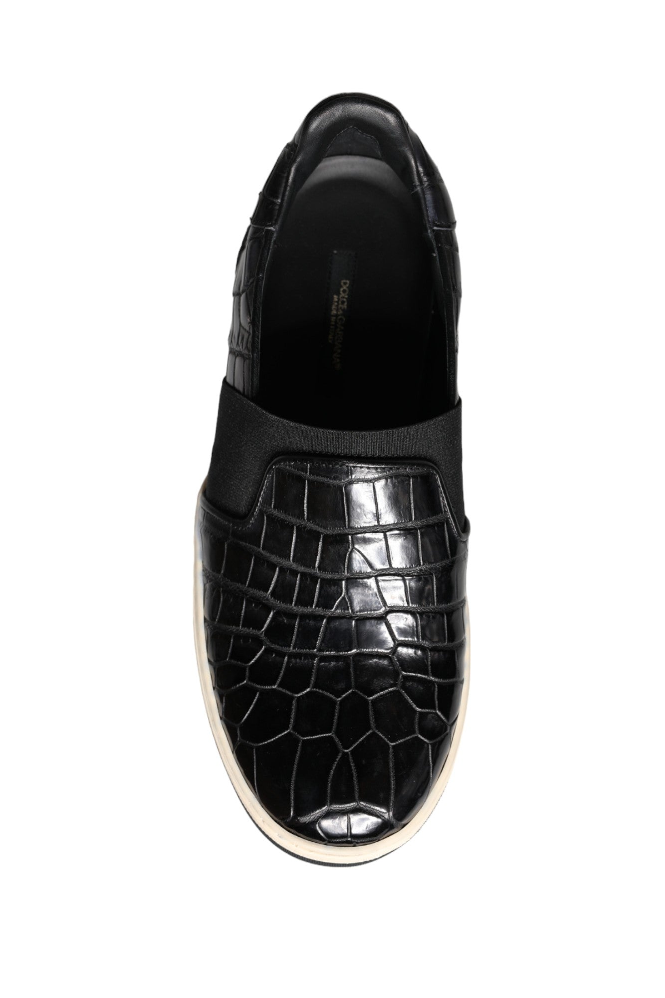 Dolce &amp; Gabbana Black Leather Loafers Tofflor Casual Shoes