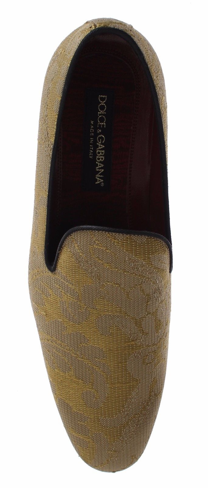 Dolce &amp; Gabbana Golden Baroque Silk Klänning Loafers