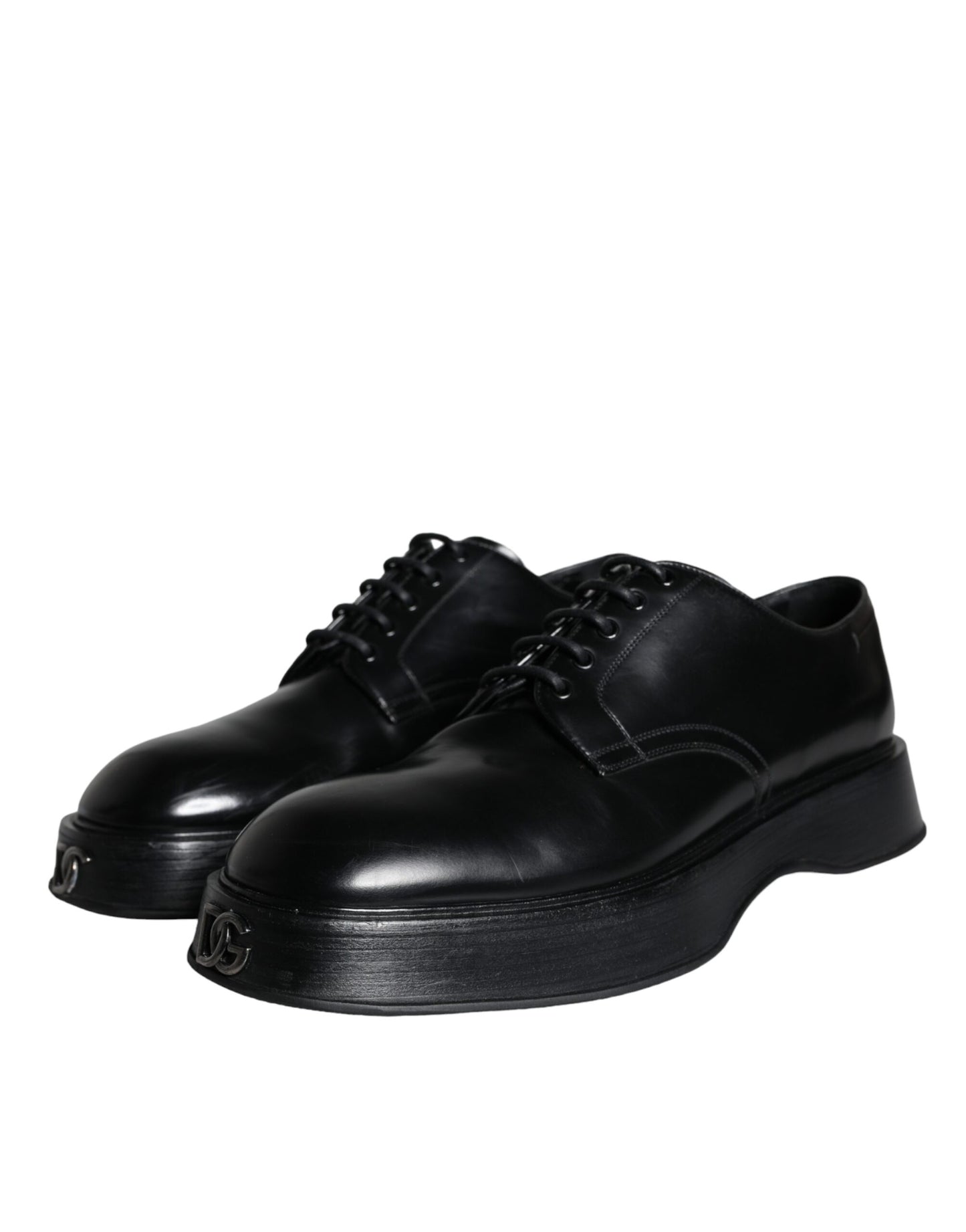 Dolce &amp; Gabbana Black Calf Leather Derby Formal Dress Shoes