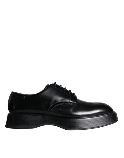 Dolce &amp; Gabbana Black Calf Leather Derby Formal Dress Shoes