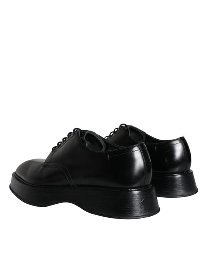 Dolce &amp; Gabbana Black Calf Leather Derby Formal Dress Shoes