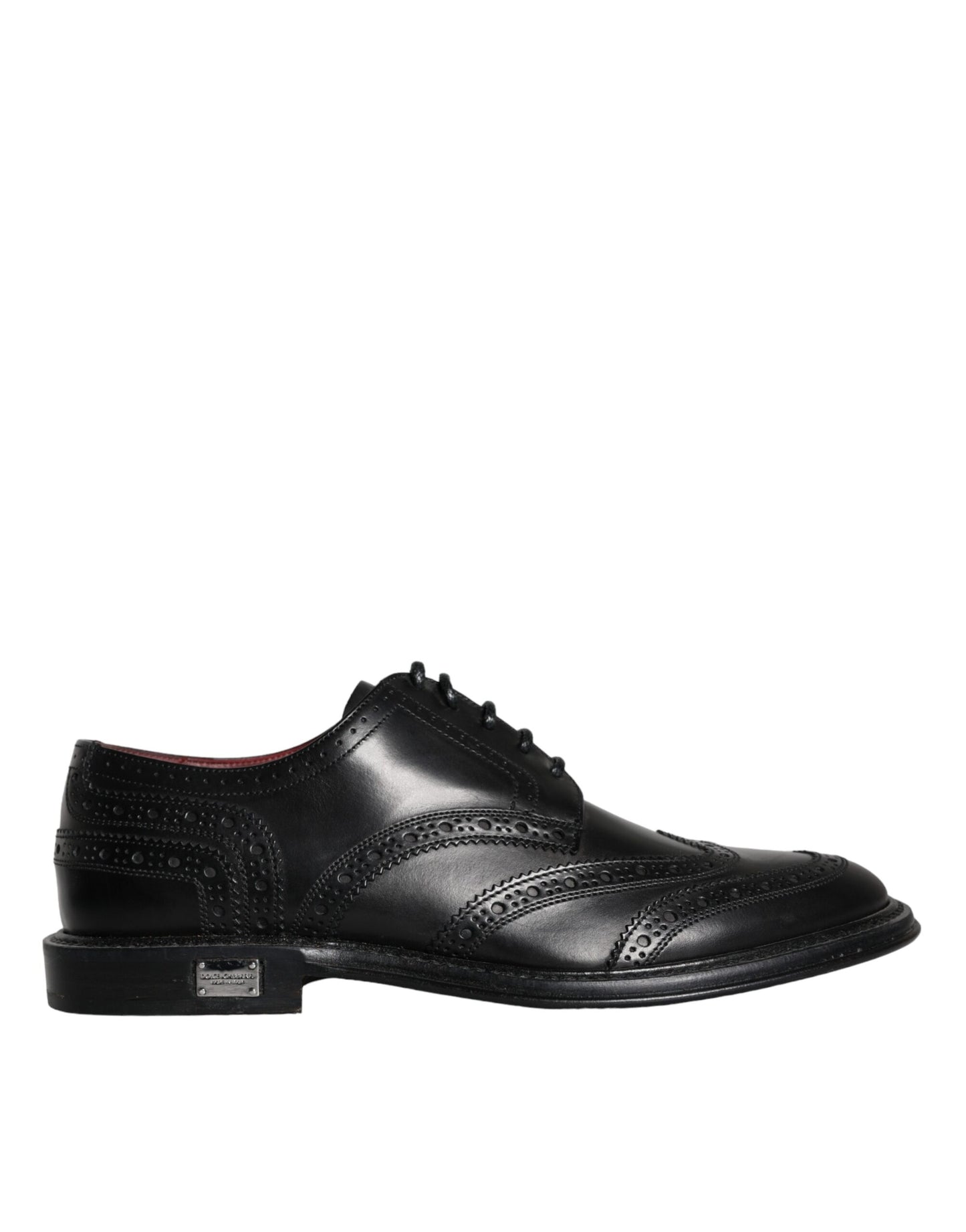 Dolce & Gabbana Black Leather Oxford Wingtip Formal Men Shoes