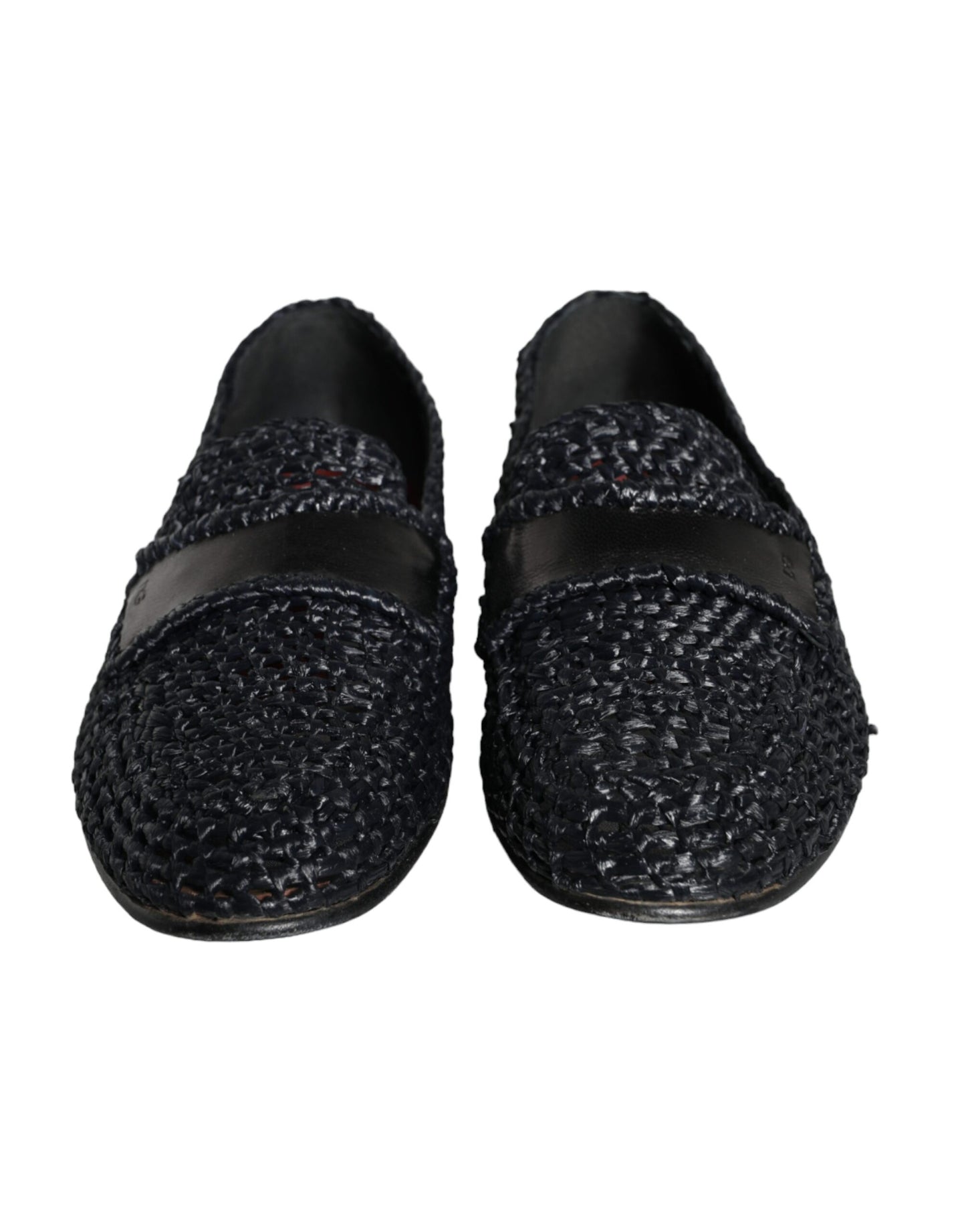 Dolce &amp; Gabbana Black Woven Raffia Slip On Loafers Herrskor