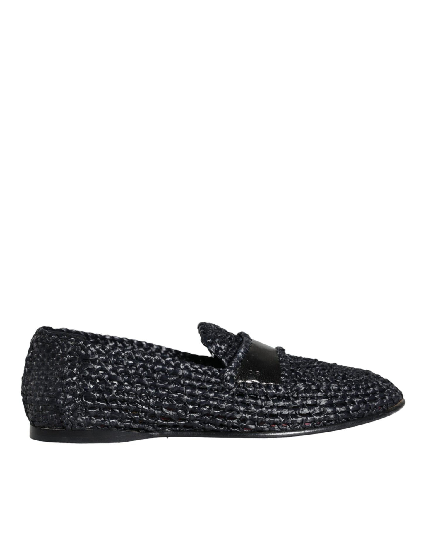 Dolce &amp; Gabbana Black Woven Raffia Slip On Loafers Herrskor