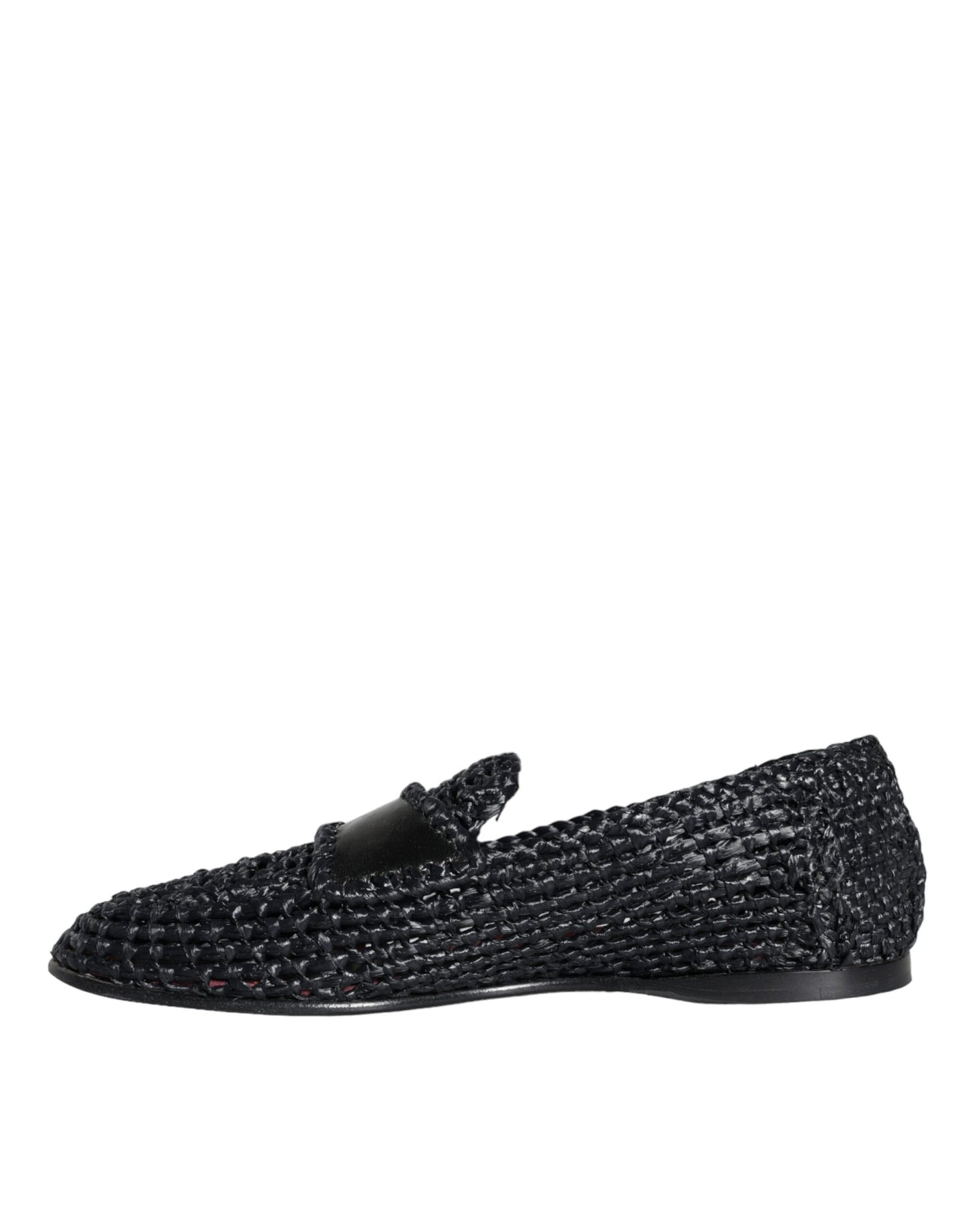 Dolce &amp; Gabbana Black Woven Raffia Slip On Loafers Herrskor