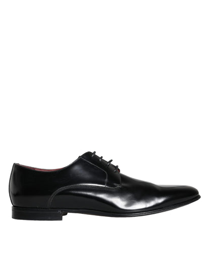 Zapatos de vestir formales Derby de cuero negro de Dolce &amp; Gabbana para hombre