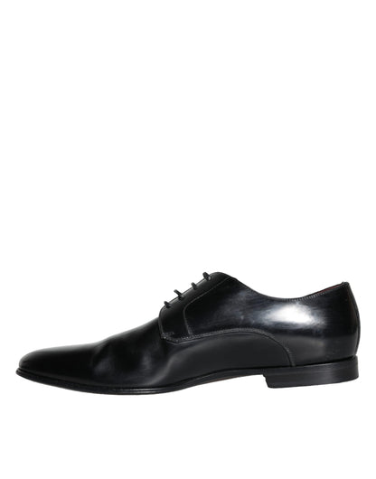 Zapatos de vestir formales Derby de cuero negro de Dolce &amp; Gabbana para hombre