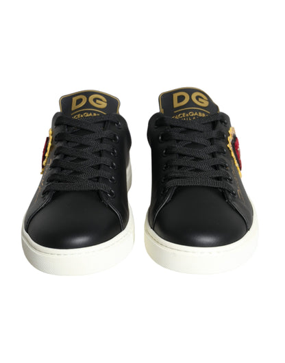 Dolce &amp; Gabbana Svarta Portofino Sacred Heart Sneakers Skor