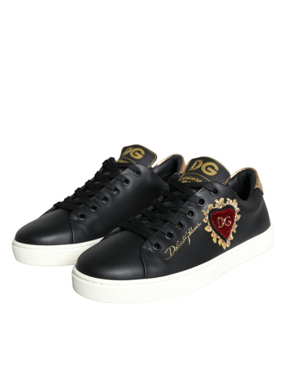 Dolce &amp; Gabbana Svarta Portofino Sacred Heart Sneakers Skor