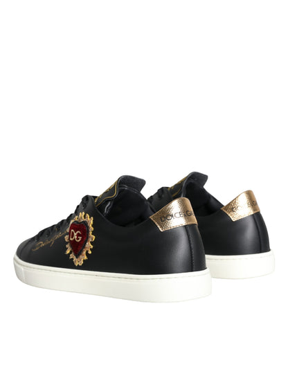 Dolce &amp; Gabbana Svarta Portofino Sacred Heart Sneakers Skor