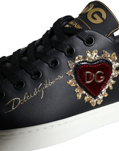 Dolce &amp; Gabbana Svarta Portofino Sacred Heart Sneakers Skor