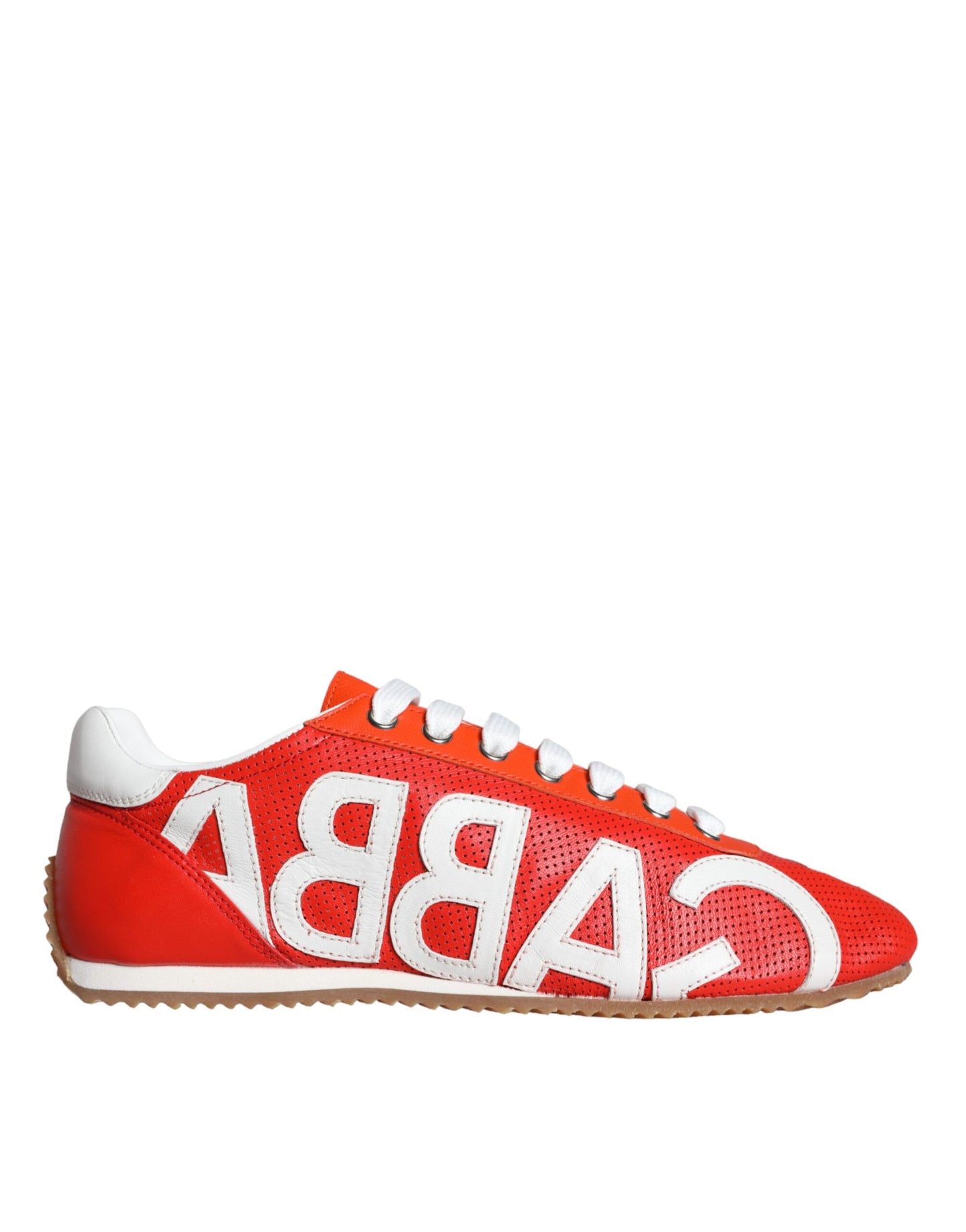 Dolce &amp; Gabbana Röd Vit Läder Logotyp Casual Sneakers Skor