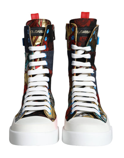 Dolce &amp; Gabbana Multicolor Patchwork Logo Höga Sneakers Skor