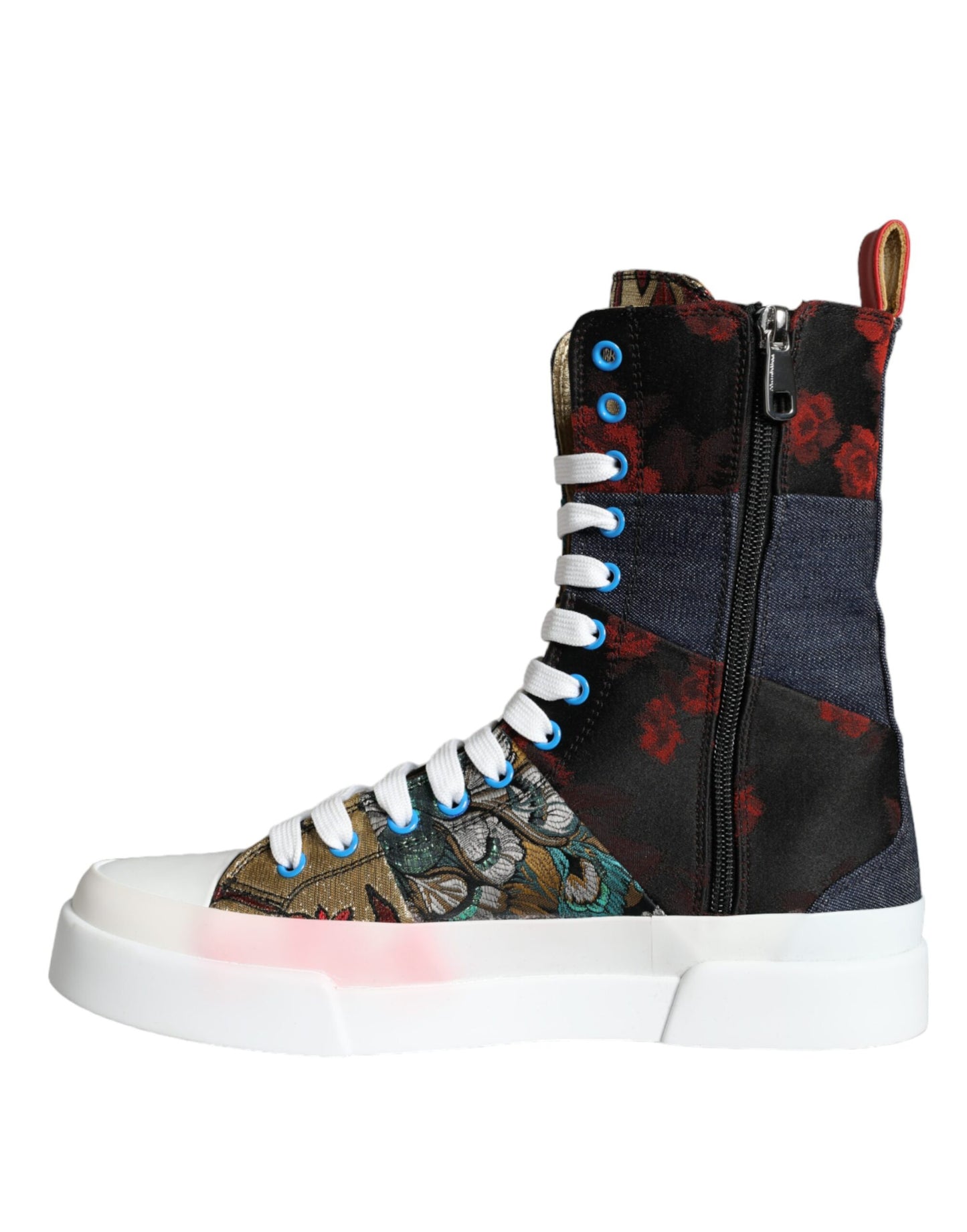 Dolce &amp; Gabbana Multicolor Patchwork Logo Höga Sneakers Skor