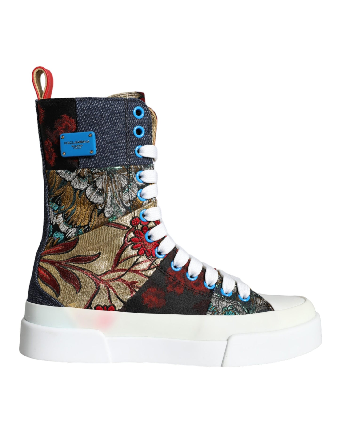 Dolce &amp; Gabbana Multicolor Patchwork Logo Höga Sneakers Skor