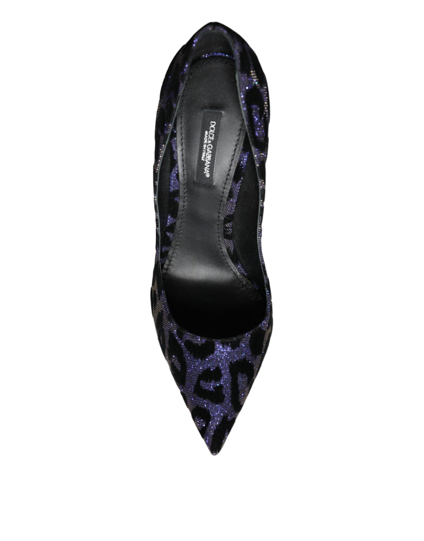 Dolce & Gabbana Dark Blue Leopard Lurex Heels Pumps Shoes