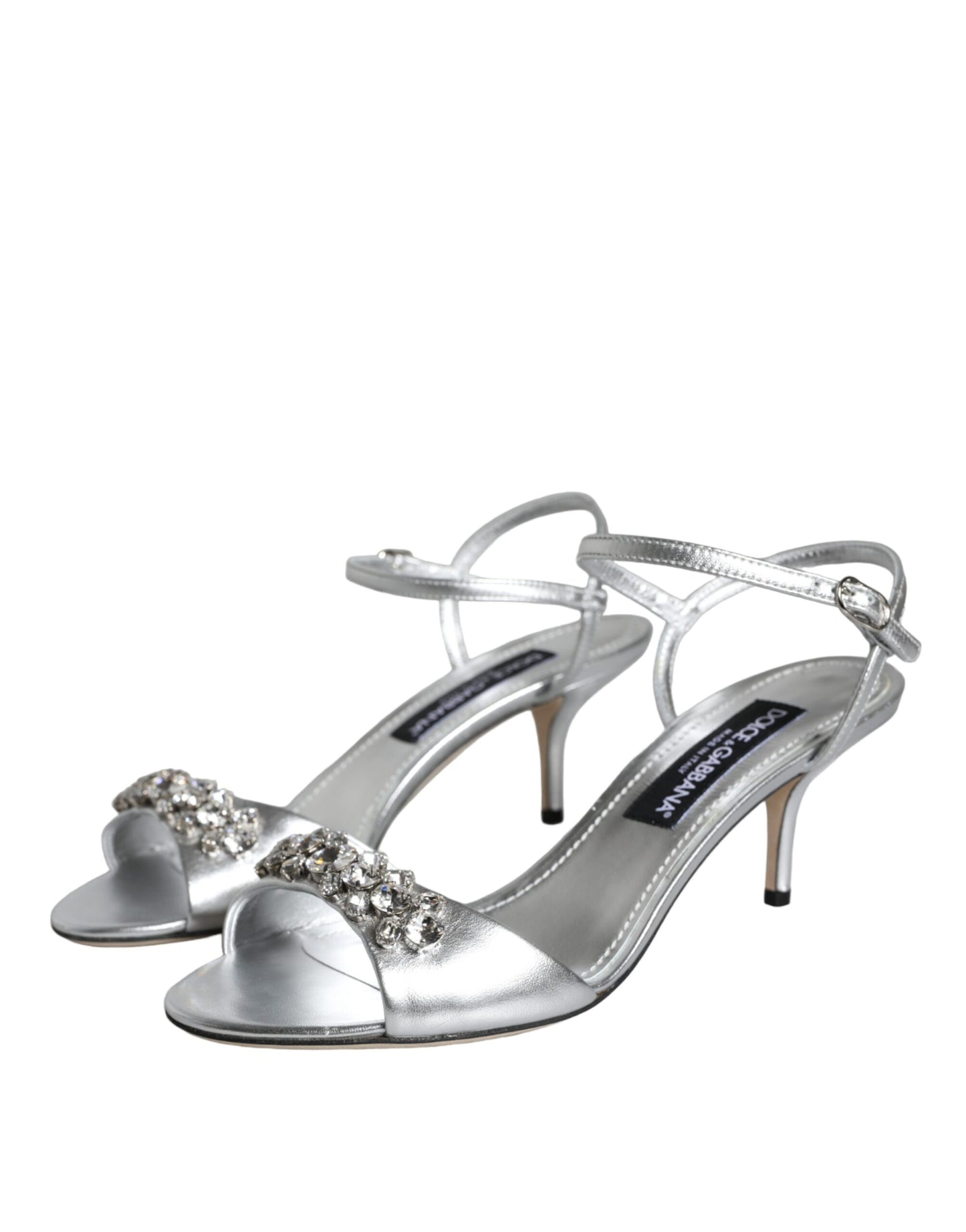 Dolce & Gabbana Silver Crystal AnkleStrap Keira Sandals Shoes