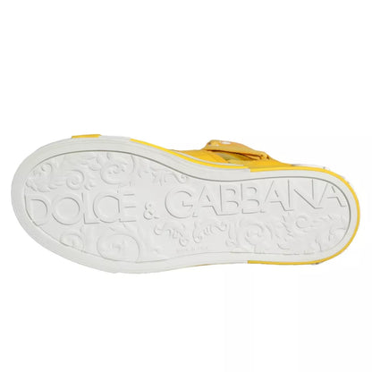 Dolce &amp; Gabbana Gul Vit Läder High Top Sneakers Skor