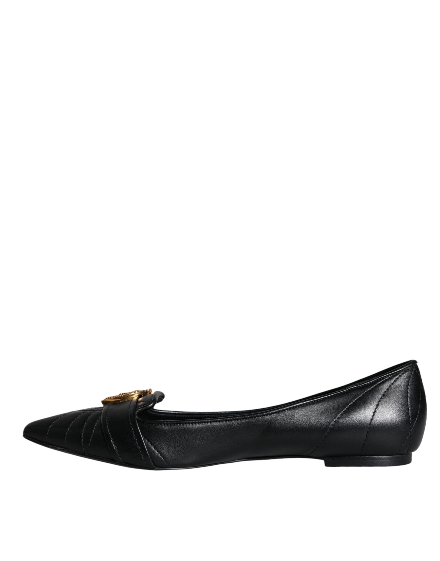 Dolce &amp; Gabbana Black Devotion Läder Pointy Flats Skor