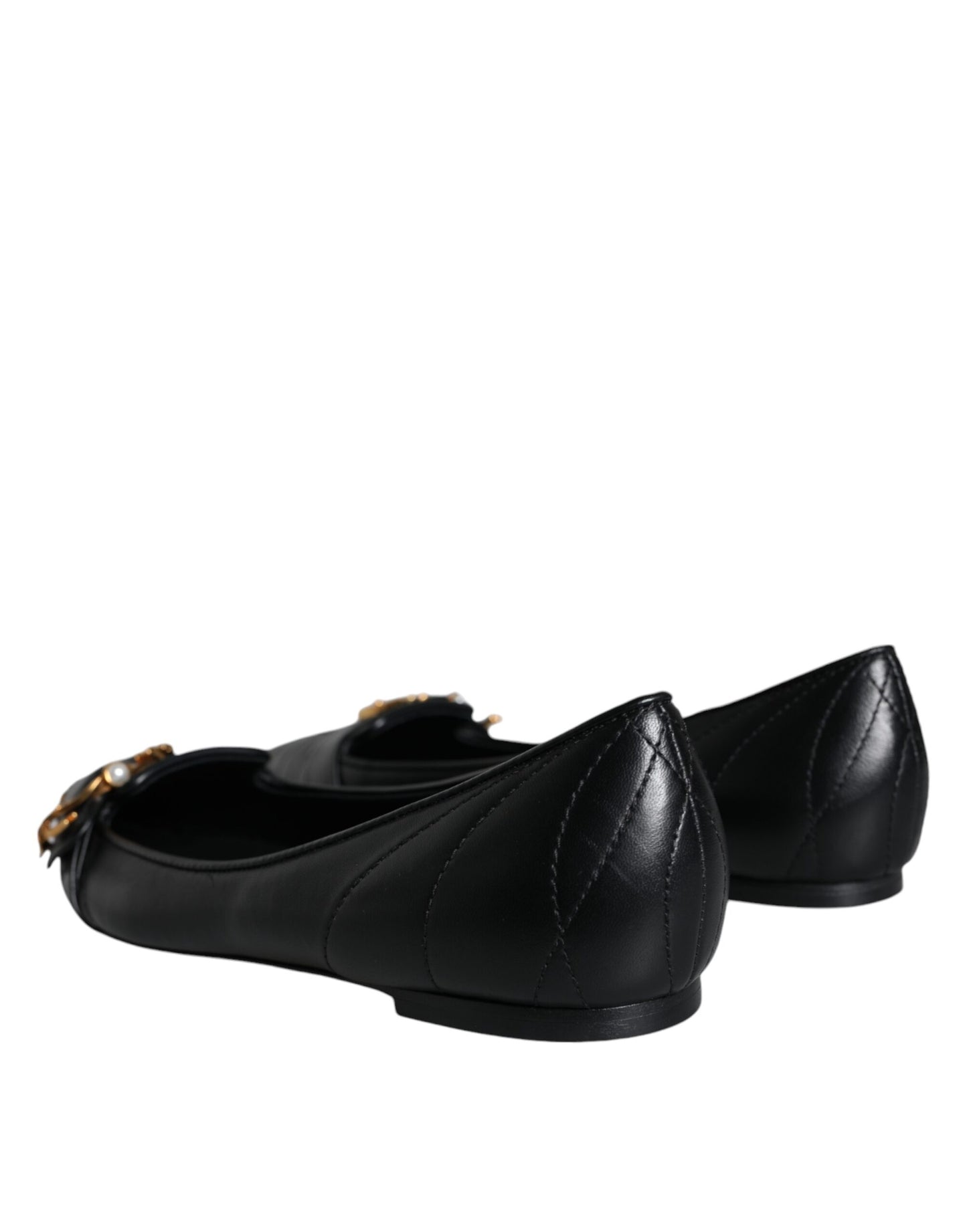 Dolce &amp; Gabbana Black Devotion Läder Pointy Flats Skor