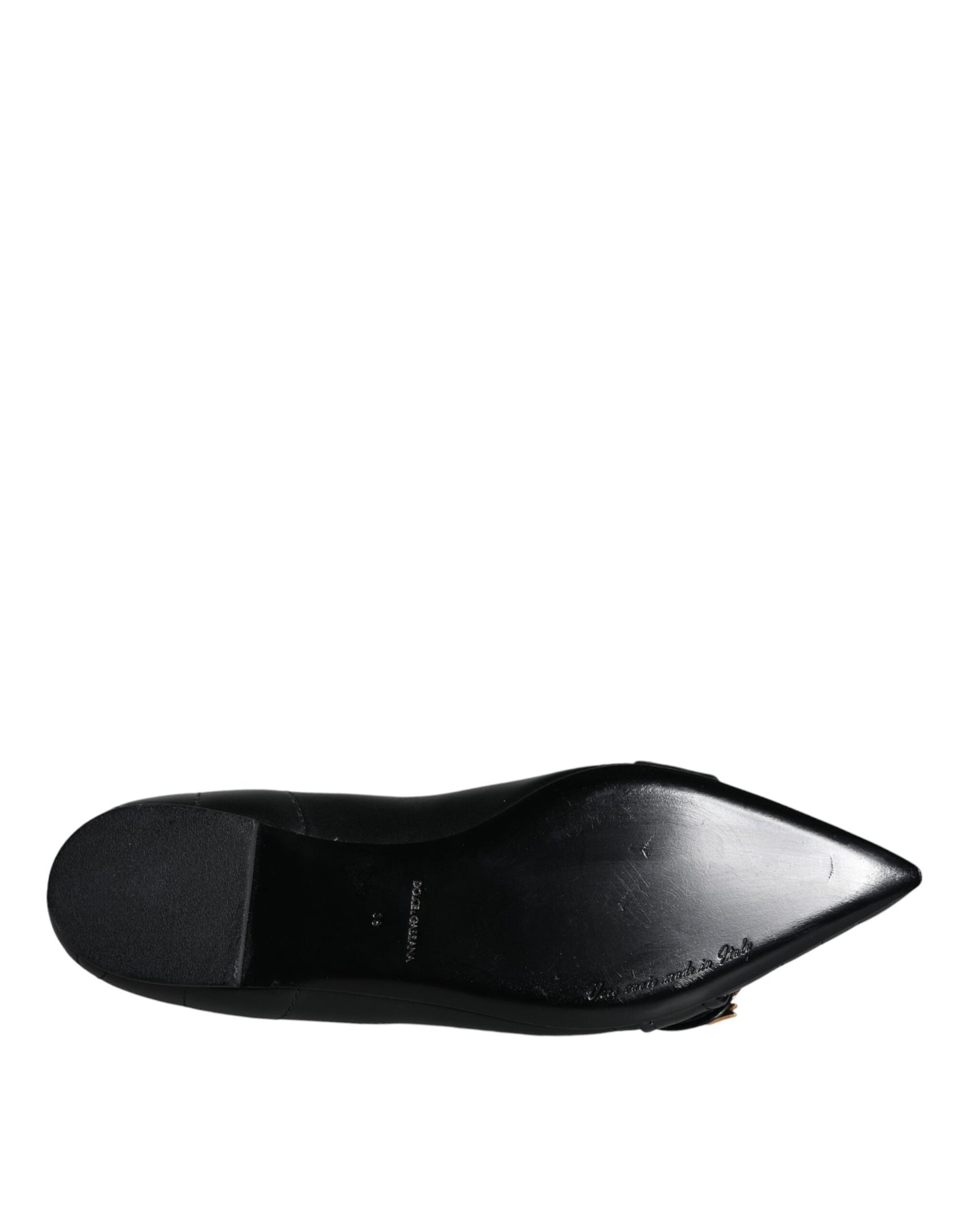 Dolce &amp; Gabbana Black Devotion Läder Pointy Flats Skor