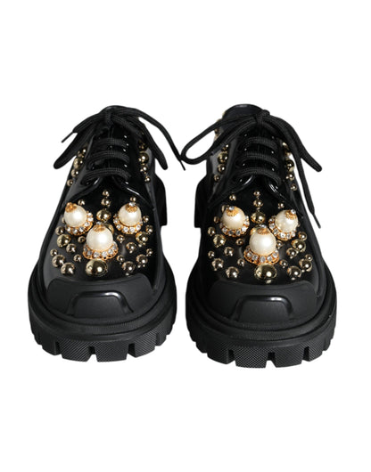 Zapatos Derby de trekking de piel negra con adornos de Dolce &amp; Gabbana