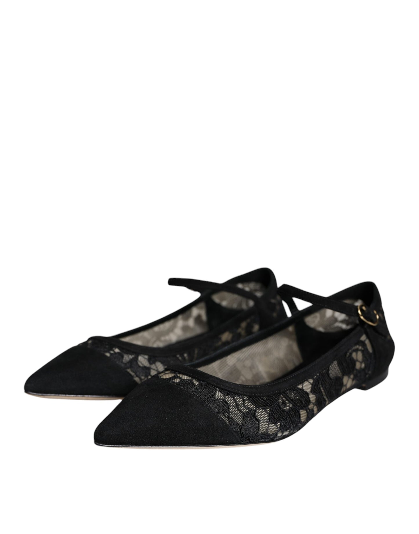 Dolce &amp; Gabbana Black Taormina Lace Bellucci Flats Shoes