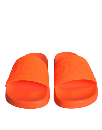 Dolce &amp; Gabbana Orange Rubber Slides Sandaler Strandkläder Skor