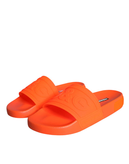 Dolce &amp; Gabbana Orange Rubber Slides Sandaler Strandkläder Skor