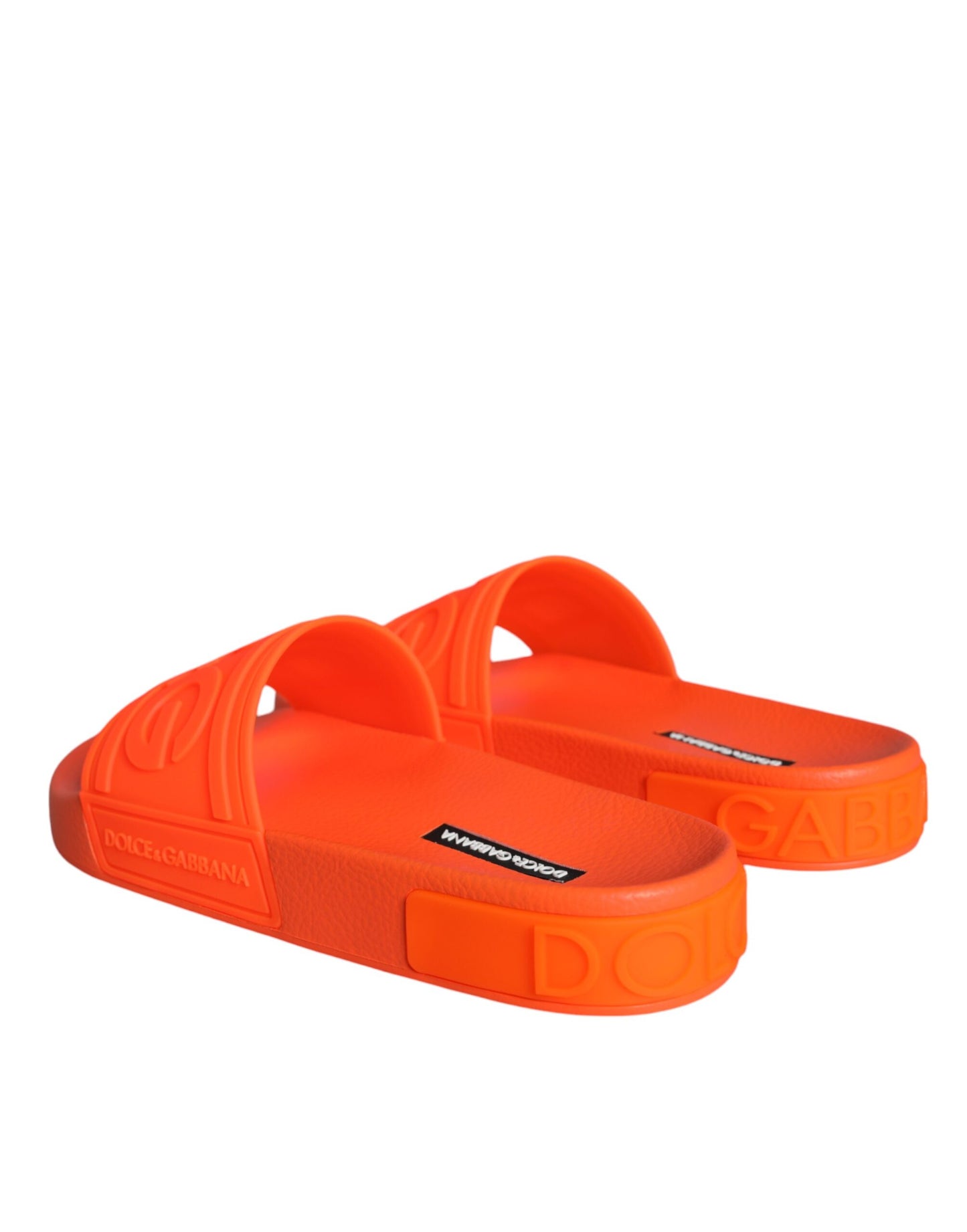 Dolce &amp; Gabbana Orange Rubber Slides Sandaler Strandkläder Skor