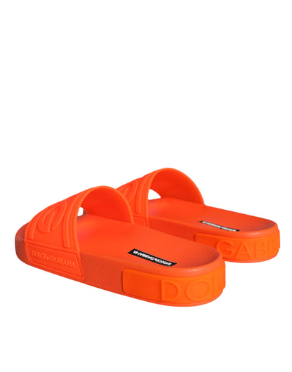 Dolce &amp; Gabbana Orange Rubber Slides Sandaler Strandkläder Skor