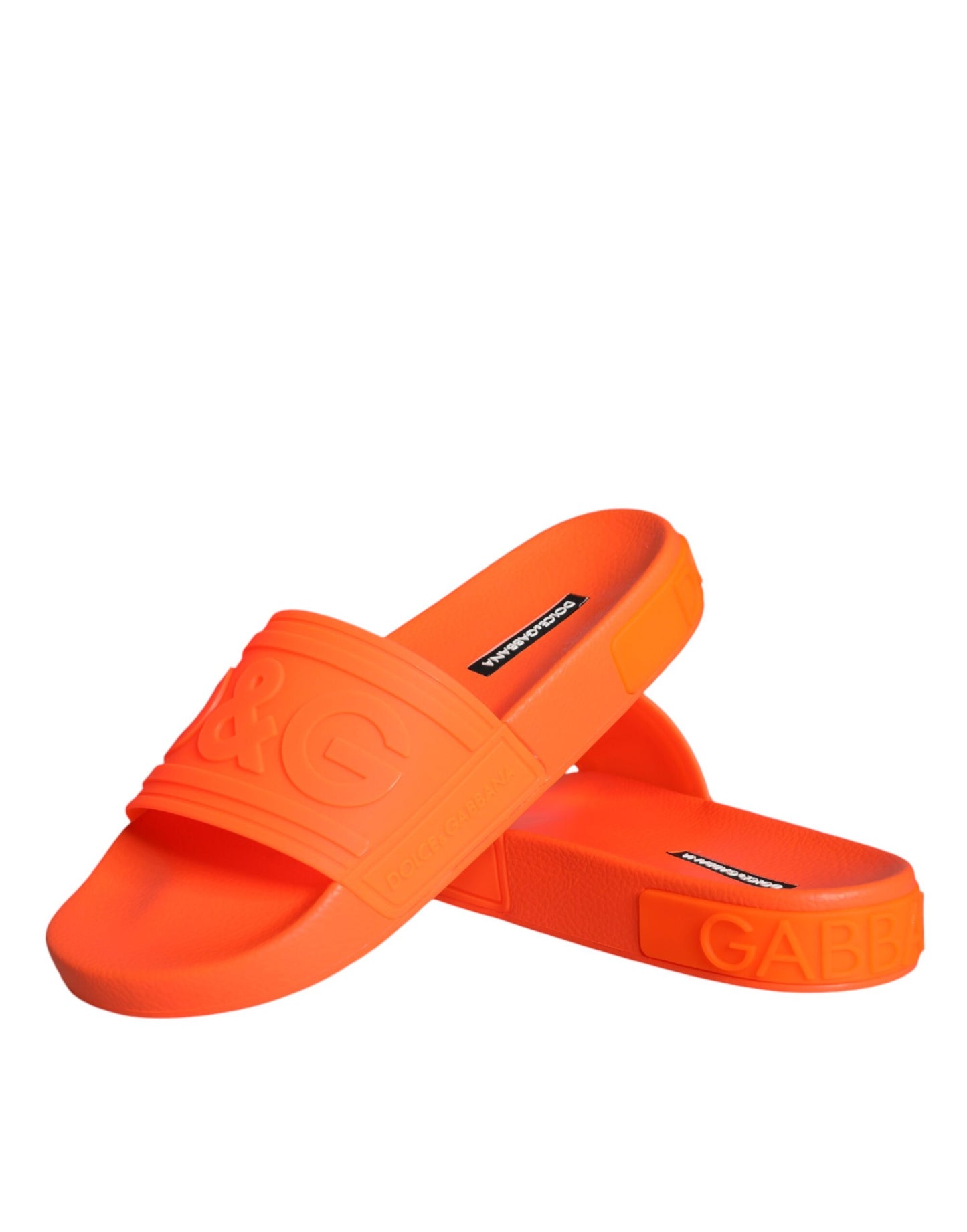 Dolce &amp; Gabbana Orange Rubber Slides Sandaler Strandkläder Skor