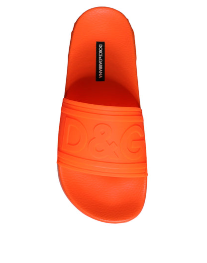 Dolce &amp; Gabbana Orange Rubber Slides Sandaler Strandkläder Skor