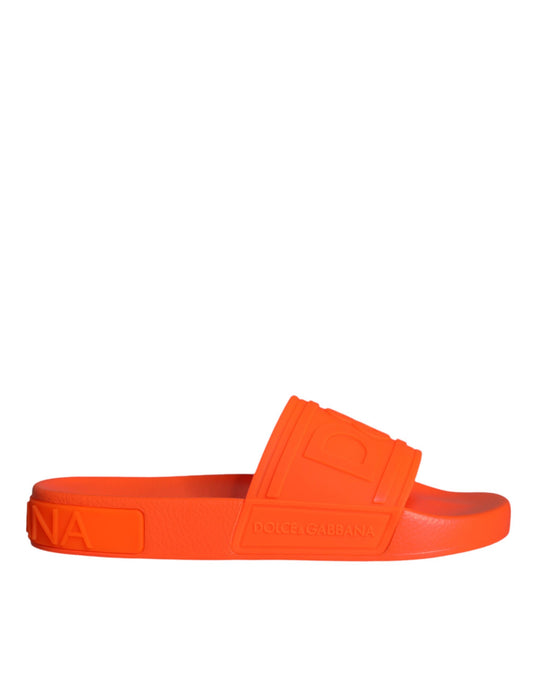 Dolce &amp; Gabbana Orange Rubber Slides Sandaler Strandkläder Skor