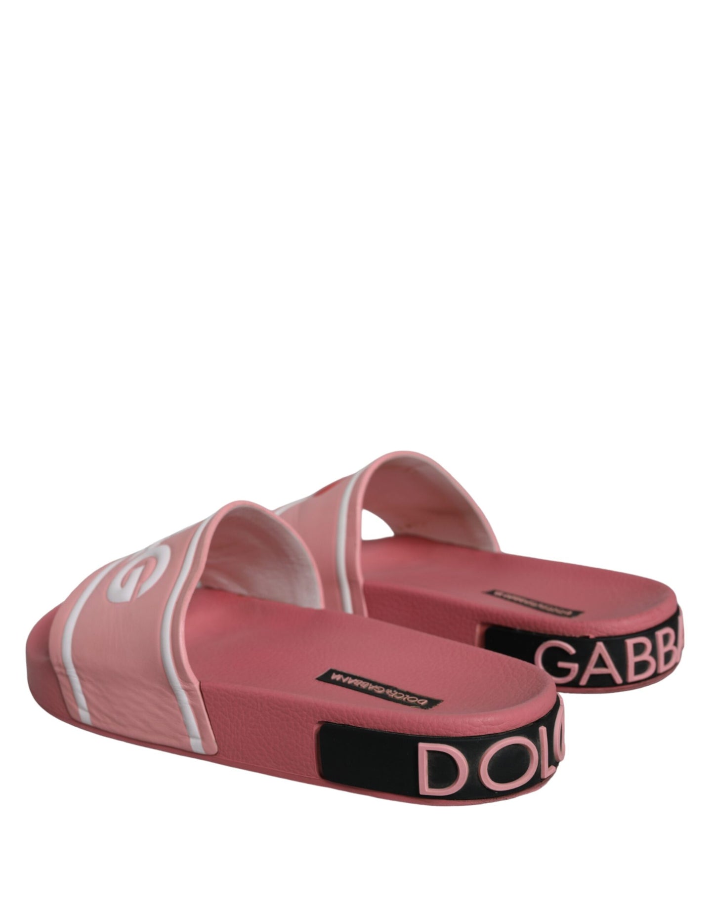 Dolce &amp; Gabbana rosa läder Jag älskar D&amp;G Sandals Slides Skor